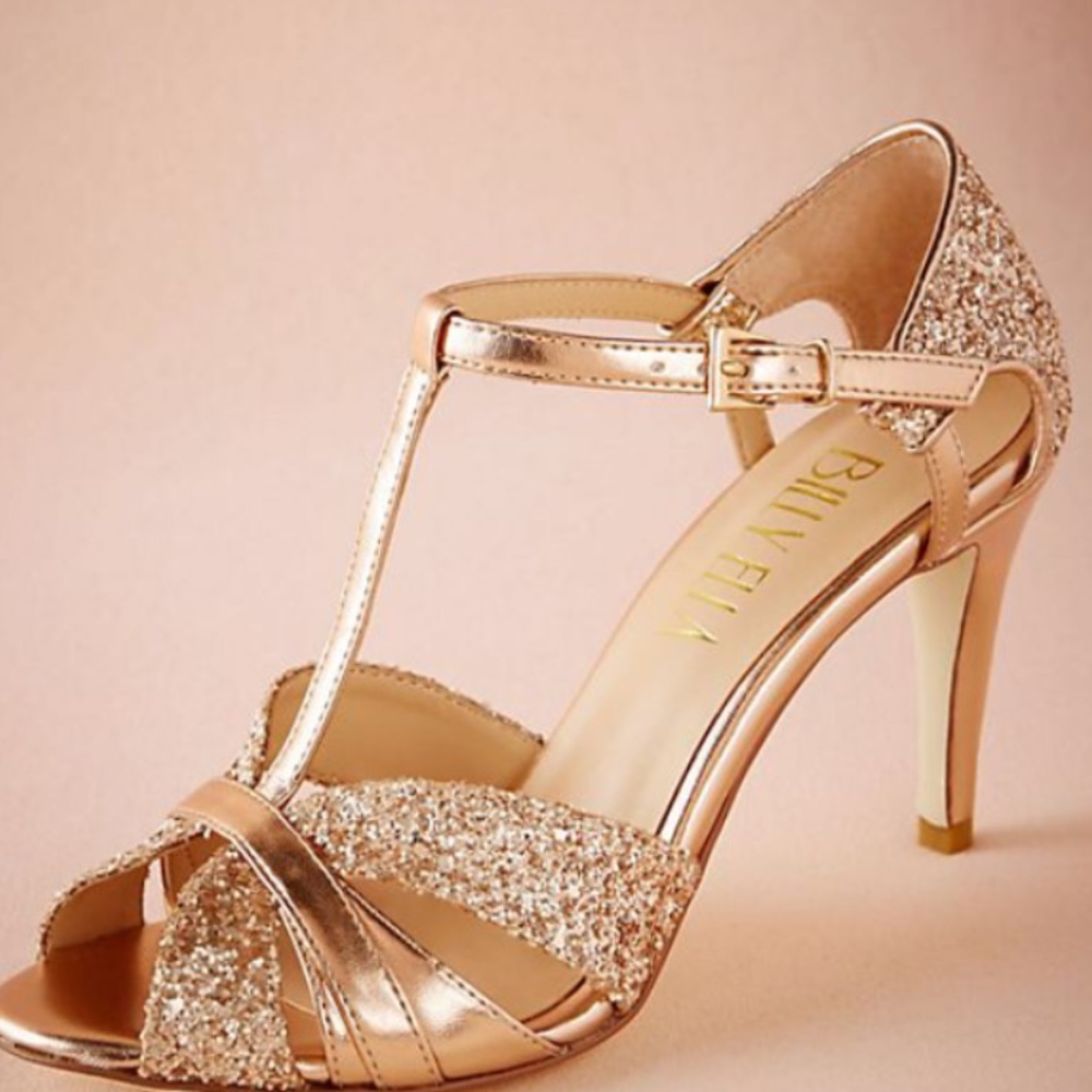 BHLDN Billy Ella Lucia Heels Size 6 Rose Gold